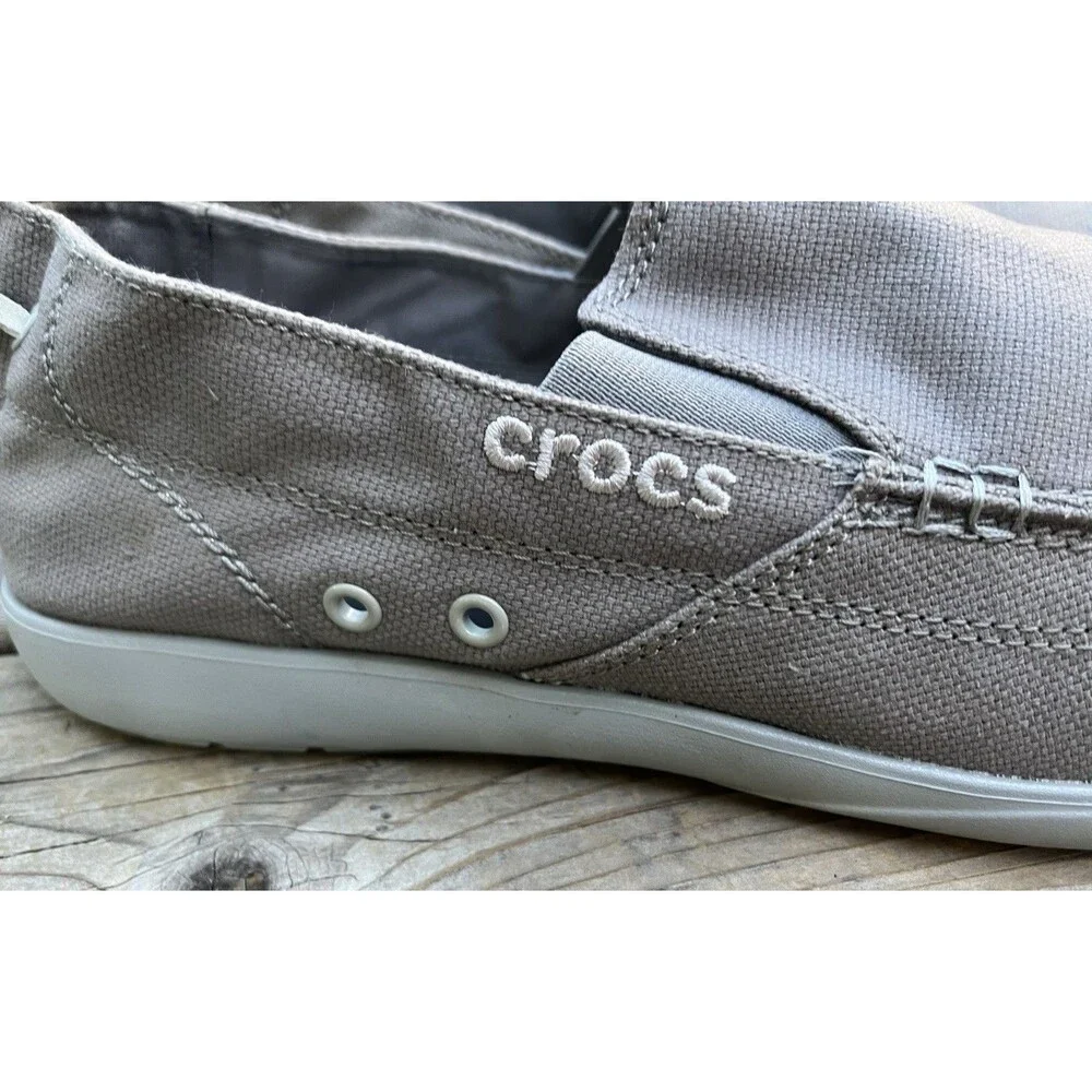 Crocs Walu Men's 13 Canvas Slip-On Loafers Casual Shoes 207635 - Gray